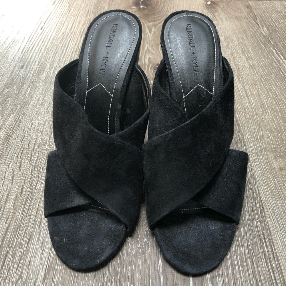 Kendall + Kylie Karmen CrissCross Suede Mules